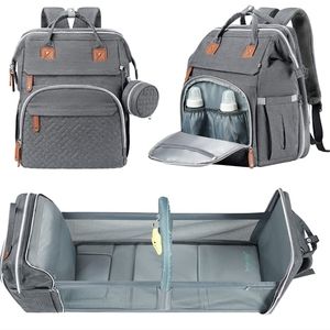 NWT Baby Diaper Bag Backpack with Bassinet in Grey for Newborn baby nursing bag